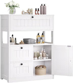 Bathroom Cabinet, Modern Bathroom Floor Storage Cabinet Organizer with 3 Drawers and Adjustable Shelves, Home Furniture for Multifunction in Living Room, Hallway, Kitchen, White