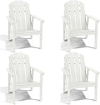 Adirondack Chair Set of 4, All Weather HDPE Fire Pit Chairs, Oversized Plastic Adirondack Chair for Outdoor, Balcony, Deck, Backyard, Patio, Garden, Poolside, Lawn White