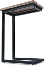 SIMPLIHOME Skyler 18-inch Wide Solid Mango/Metal Industrial C-Shaped End Table in Beach Brown/Black for Living Room, Office, or Bedroom, Assembled