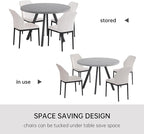 34.6'' Round Dining Table and Chairs for 4, Mid Century Modern Round Table Set, Space Saving for Apartment Kitchen Dining Room (Grey Table+4 White Chairs)