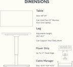 FLEXISPOT EN2 Whole-Piece Standing Desk with Clamp Power Strip, 48 x 24'' Electric Stand Up Height Adjustable Desk with Cable Management (Gray Frame + 48" White Desktop, 2 Packages)