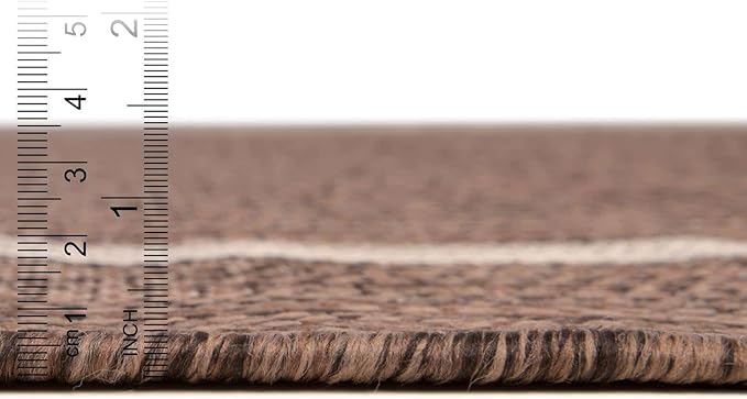 Unique Loom Outdoor Border Collection Area Rug - Soft Border (6' 1" Round Brown/Ivory)