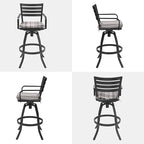 Pellebant Outdoor Swivel Barstools Set of 6, Aluminum 29.5" Bar Height Stool Chairs with Back & Footrest,Rust-Proof Tall Patio Bar Stools for Deck Lawn Garden,Milano Char