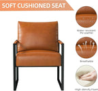 INZOY Accent Arm Chair with Metal Frame Set of 6, Comfy Living Room Chair with Plump Backrest and Cushion, Mid Century Modern Chair with Sturdy Structure, Easy to Clean, Brown