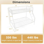 Giantex Metal Bunk Beds Twin Over Full Size, Heavy Duty Bunk Bed for Teens Adults with Ladder & Guardrails, Space Saving Metal Bunk Bed for Dorm, Bedroom, Apartment, No Box Spring Needed (White)