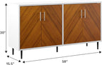 Walker Edison Fehr Modern 4 Door Bookmatch Buffet, 58 Inch, White