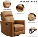 CANMOV Swivel Rocker Recliner Set of 2, Glider Rocking Chair, Nursing Chairs Swivel Glider Recliners with Soft Backrest, Leathaire Manual Reclining Sofa for Living Room Bedroom Apartment, Brown