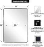 ANDY STAR Chrome Mirror for Bathroom, 22"x30"Metal Frame Wall Mirror, Rectangular Stainless Steel Rounded Corner Mirror with 1" Deep Set Design Hangs Horizontal Or Vertical