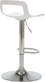 NOBPEINT Contemporary Chrome Air Lift Adjustable Swivel Bar Stool, Set of 4, White