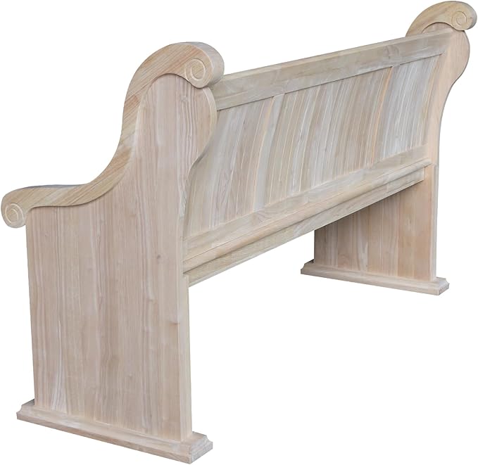 IC International Concepts, Sanctuary Bench, Solid Real Wood, Sturdy Parawood, Entryway/Dining/Living, Spacious Dimensions 58" W x 17.7" D x 18" H, 450 LBS Capacity, Paint/Stain Ready, Unfinished