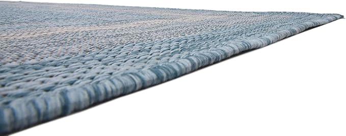 Unique Loom Outdoor Border Collection Area Rug - Soft Border (6' 1" x 9' Rectangle, Aquamarine/ Ivory)