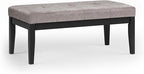 SIMPLIHOME Lacey 41 inch Wide Contemporary Rectangle Tufted Ottoman Bench in Distressed Grey Taupe Vegan Faux Leather, Assembled, For the Living Room and Bedroom