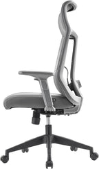 EUREKA ERGONOMIC Valen Leather Desk Chair, High Back Office Chair, Microfiber PU Leather Office Chair with Wheels, Executive Office Chair Comfy for Samll Spaces, Grey