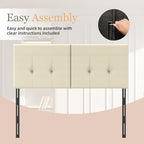 Upholstered King Size Headboard, Headboard King with Sturdy Metal Legs, Tufted Upholstery Design Bed Headboards with Adjustable Width & Height (Beige)