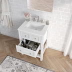Hanover Tremont 24'' Vanity Cabinet with Sink Combo for Bathroom, Powder Room | Pre-Assembled Cabinet | 1 Drawer, Bottom Shelf | Artificial Stone Countertop | White Cabinet | HANVN0107-24-1WH