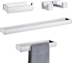 Lairuier Bath Towel Bar Set, Polished Chrome 4-Piece Bathroom Hardware Set Including Towel Bar, Towel Holder, Toilet Paper Holder, Towel Hook. Stainless Steel Bathroom Hardware Accessory