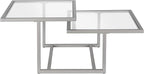 Henn&Hart 43" Wide Square Coffee Table in Nickel, Modern coffee tables for living room, studio apartment essentials