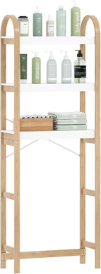 Spirich Over The Toilet Storage Shelf, 3-Tier Over Toilet Bathroom Organizer, Space-Saving Above Toilet Storage Shelf Rack with Bamboo Frame
