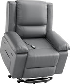 PU Leather Electric Power Lift Chair, Recliner Massage Chair with Remote Control and Side Pocket for Elderly, Power Lift Recliner Sofa with Heat and Massage for Living Room, Bedroom, Gray