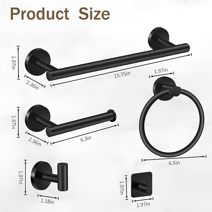 Matte Black Bathroom Hardware Set 7 Piece Towel Rack for Bathroom Modern Towel Bar Set Stylish Storage Solution Essential Bath Accessories