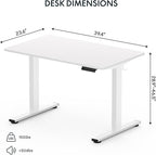 FLEXISPOT EN1 One-Piece Standing Desk 40 x 24 Inches Height Adjustable Desk for Home Office and Computer Workstation (White Frame + White Desktop)
