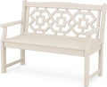 Martha Stewart by POLYWOOD Chinoiserie 48" Outdoor Bench for Patio, Porch & Backyard, Sand - Durable All-Weather HDPE Garden Seat with Back Support - Classic 2 Person Seating, Made in The USA
