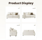 76" Loveseat Sofa, Cloud Foam Couch, 3 Seater Upholstered Midcentury Mondern Love Seat with USB Type C Ports, 4 Pillows and Flip-Open Storage Armrest for Living Room/Small Spaces, Beige