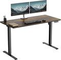 One-Piece Electric Standing Desk, 48 x 24 Inch Adjustable Height Sit to Stand Up Desk for Home Office, Work & Study, Black Frame & Brown Desktop (2 Packages)
