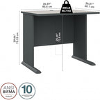Bush Business Furniture Series A 36W Small Desk in White Spectrum and Slate, Compact Computer Table for Home or Professional Office