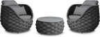 Front Porch Furniture Set 3 Piece: Aluminum Woven Rope Patio Conversation Sofa Set for 2 - Assembled Outdoor Couch Armchair Set Cushions - for 400lb Deck Balcony Pool Yard Hotel - Dark Gray