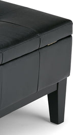 SIMPLIHOME Dover 36 inch Wide Contemporary Square Coffee Table Storage Ottoman in Midnight Black Vegan Faux Leather, Assembled, For the Living Room and Bedroom