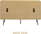 NTC Veil Sideboard with 2 Doors and 3 Drawers, Buffet Cabinet with Vertical Groove Design and Metal Legs, Storage Cabinet for Living Room, and Entryway, Effortless Assembly, Sand