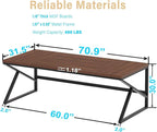 HSH 70 Inch Long Walnut Desk, 2 Person Large Work Desk for Home Office, Rustic Wood and Metal Executive Writing Study Gaming Computer Table, Modern Bedroom Living Room PC Laptop Dual Monitor Table