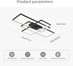 GEADI Modern Extra Large LED Ceiling Lights, Black Dimmable Rectangular Chandelier 68W Flush Mount Ceiling Lamp with Remote 3 Squares Ceiling Light Fixtures for Living Dining Room Kitchen, 41.3in
