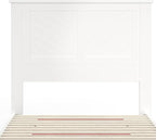 Serene Farmhouse Style Wood Bed in Twin Size with Chevron Scoring Headboard, Coastal Modern Design, Sturdy, Easy Assembly, Ample Underbed Storage, White Finish