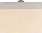 Possini Euro Design Karen Modern Table Lamp 37 1/2" Tall with Clear Round Riser Dark Gold Glass Column Off White Fabric Drum Shade for Bedroom Living Room House Bedside Nightstand Office Entryway