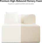 140''Oversized Cloud Velvet Curved Sectional Couch, Boneless Couch with L-Shape Chaise, Upholstered Compression Memory Foam Modular Sectional Sofa for Living Room, No Assembly Required, Beige