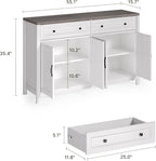 Gizoon Farmhouse Kitchen Sideboard Buffet Cabinet with Storage, Wood Coffee Bar and Storage Sideboard with Drawers and Doors for Kitchen, Dining Room, 15.7" D x 55.1" W x 35.3" H, White/Rustic Brown