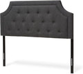 Maykoosh Adjustable Wood Post Headboard - Button Tufted Upholstered Bedroom Headboard Queen/Dark Gray