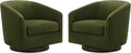 CHITA Swivel Accent Chair, FSC Certified Upholstered Velvet Barrel Chair for Living Room Set of 2, Fully Assembled, Forest Green