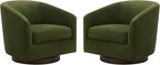 CHITA Swivel Accent Chair, FSC Certified Upholstered Velvet Barrel Chair for Living Room Set of 2, Fully Assembled, Forest Green