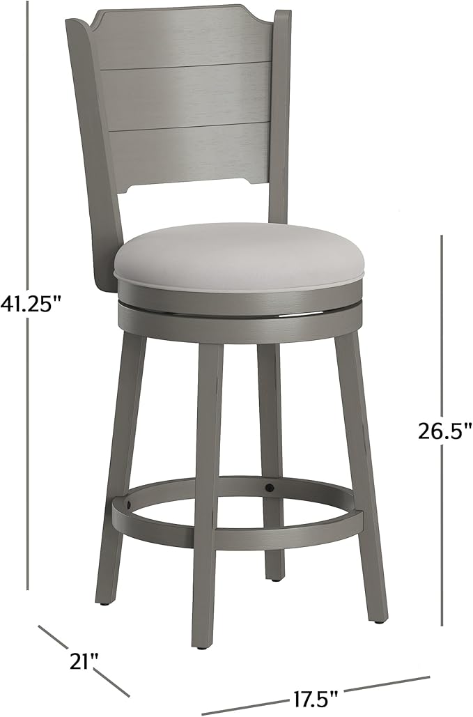 Hillsdale Clarion Swivel Counter Height Stool, Distressed Gray