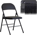Black Folding Chairs 20 Pack with Padded Cushion and Back, Foldable Outdoor Chairs with 330-LBS Capacity, Portable Heavy Duty Metal Frame Commercial Seat for Party Kitchen Dinning Events Wedding