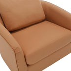 MINCETA Oversized Accent Chair for Living Room, 360° Swivel Barrel Chair with High Density Foam, Modern Reading Chair with PU Leather Upholstered Armchair for Apartment, Bedroom Brown