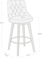 Watson & Whitely Bar Stools, 360° Swivel Upholstered Bar Stool with Back, 30" H Bar Height Barstools, Set of 2, Performance Fabric in Insignia Blue