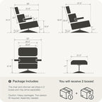 Top Black Grain Leather, Mid Century Chaise Lounge Chair and Ottoman, Modern Chair Classic Design, Palisander Wood, Heavy Duty Base Support for Living Room Office Study