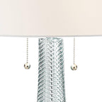Possini Euro Design Miriam Modern Table Lamps 28.5" Tall Set of 2 Light Sky Blue Fluted Glass with Swirl Pattern White Drum Shade for Living Room Bedroom Bedside Nightstand Office Family