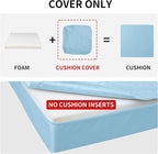 Easy-Going Waterproof Patio Cushion Covers ONLY Cover 24x24x4 inch 4 Pack Replacement Non-Slip Outdoor Seat Cushion Slipcover with Zipper. Light Blue