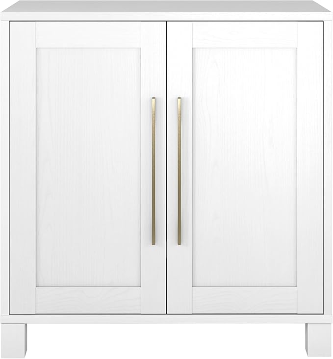 Henn&Hart 28" Wooden Accent Cabinet, Modern Sideboard Buffet Cabinet with 2 Doors and an Adjustable Shelf for Living Room, Dining Room, Bedroom or Entryway, White