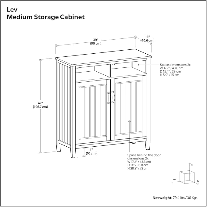 SIMPLIHOME Lev SOLID WOOD 39 Inch Wide Contemporary Medium Storage Cabinet in Smoky Brown, For the Living Room, Entryway and Family Room